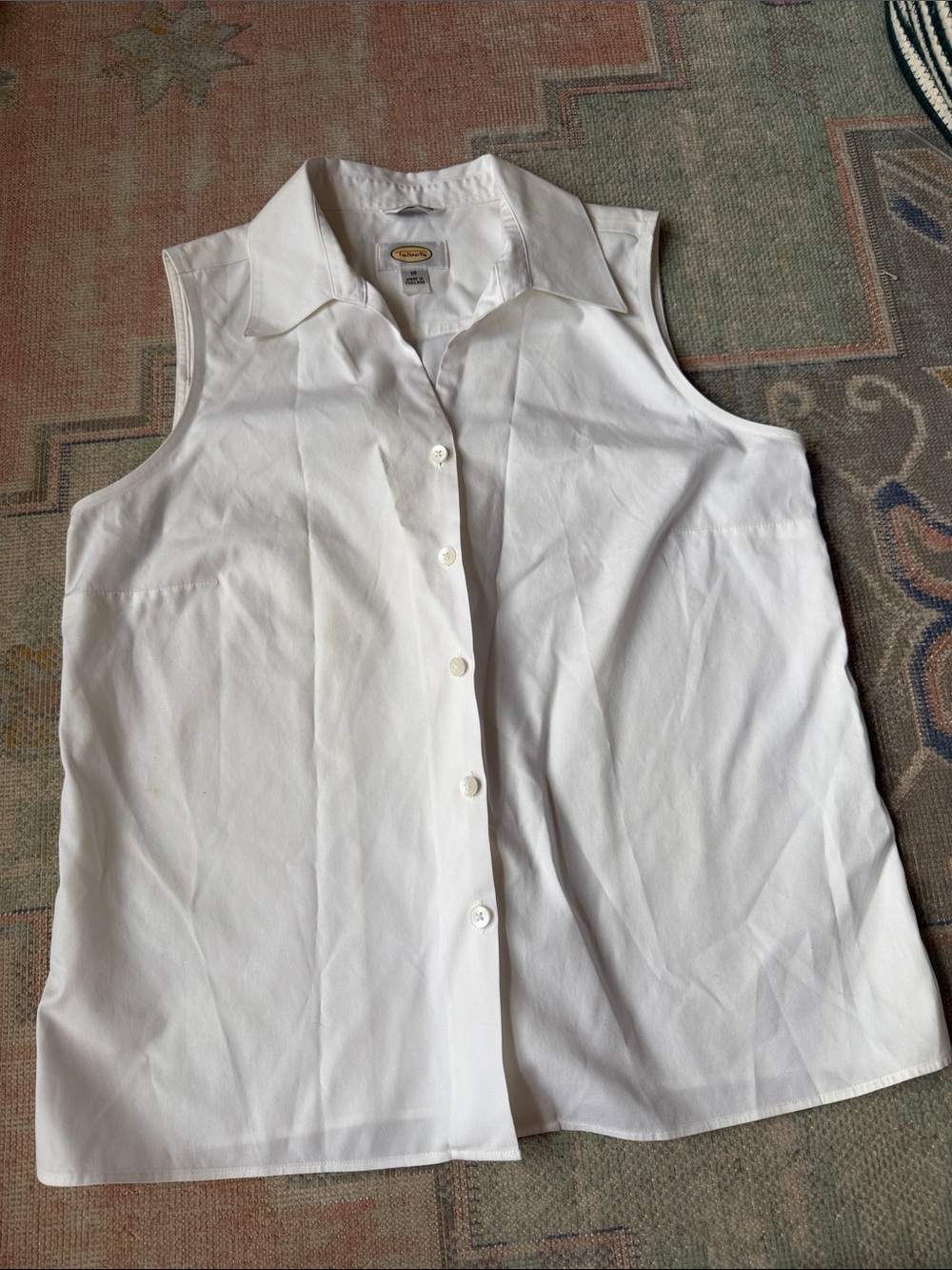 Talbots White Collared Button-Front Blouse